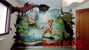 graffiti mural rey leon simba bebe